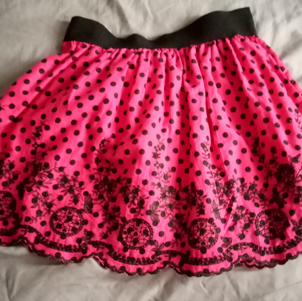 Skirt hot pink/black dots